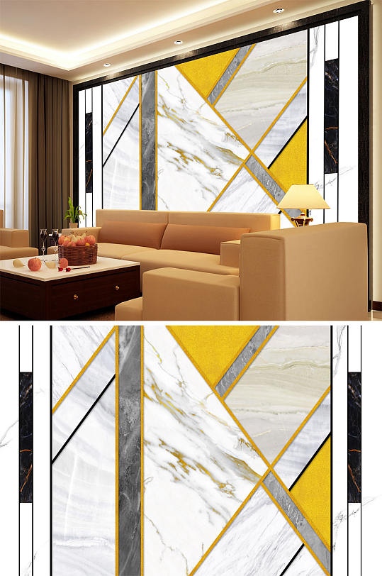 几何大理石纹大理石色块轻奢背景墙-众图网