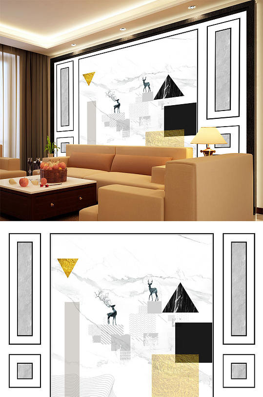 几何大理石底纹造型背景墙-众图网