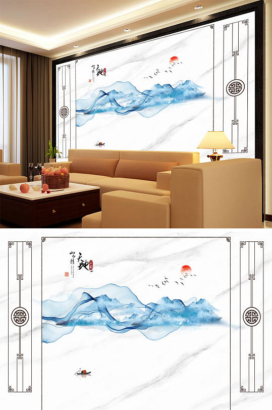 天地人和飘带造型背景墙-众图网