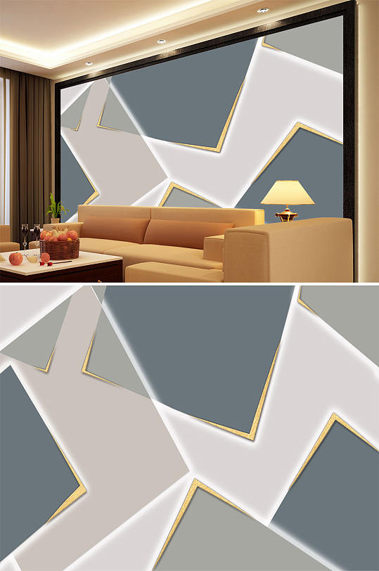 几何大理石色块轻奢背景墙-众图网