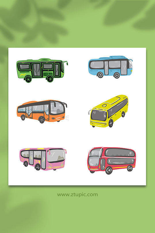 公交车巴士交通工具元素插画