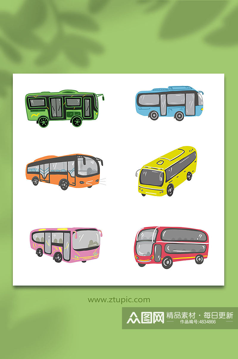 公交车巴士交通工具元素插画素材