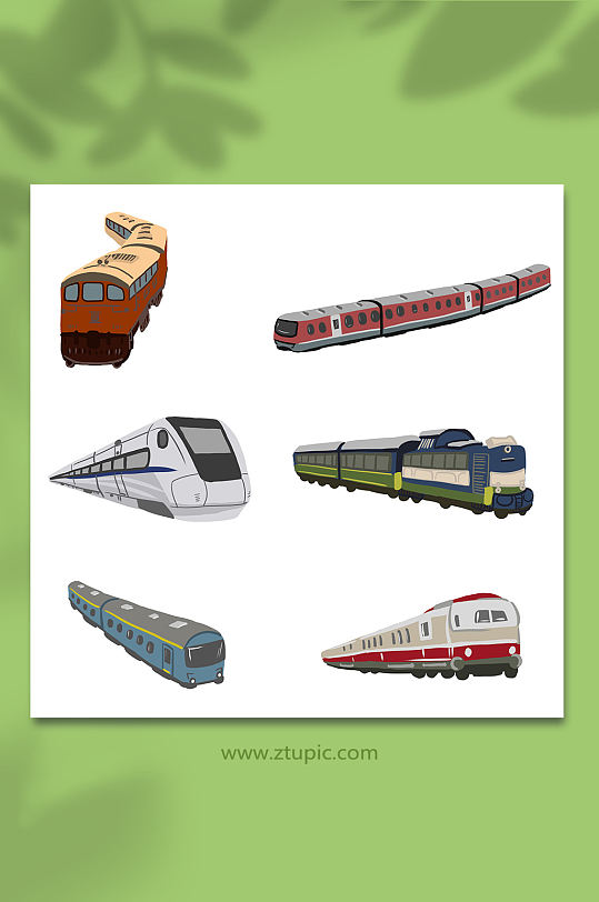 火卡通火车铁路交通工具插画元素