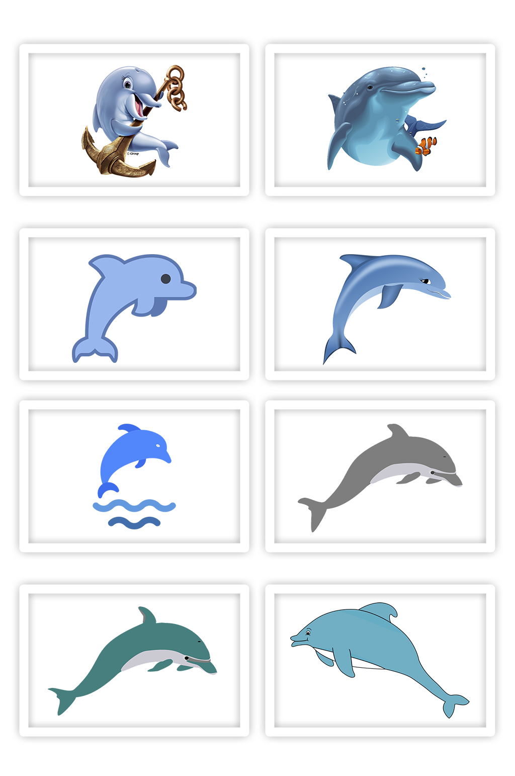 卡通海豚蓝色跳跃的海豚元素素材