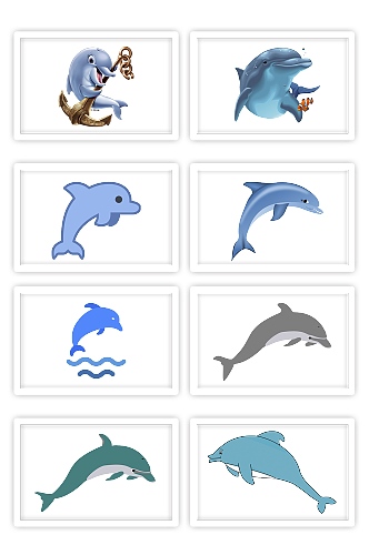 卡通海豚蓝色跳跃的海豚元素