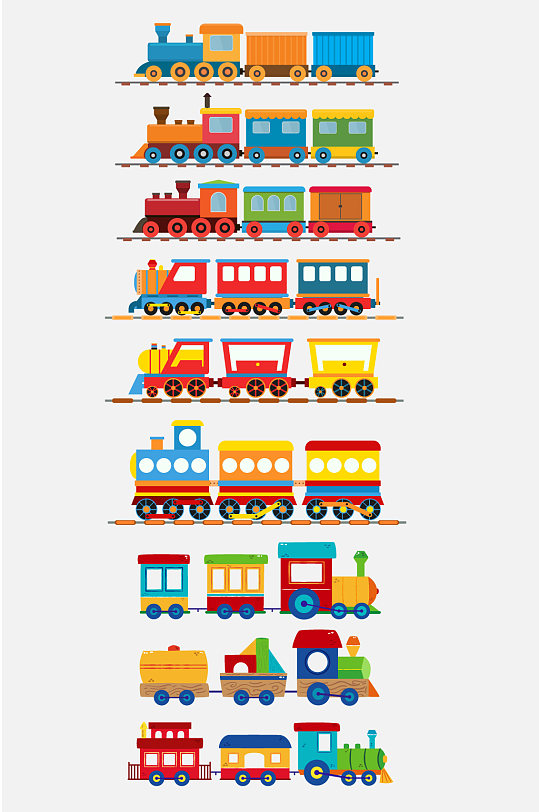 各种矢量卡通火车-众图网