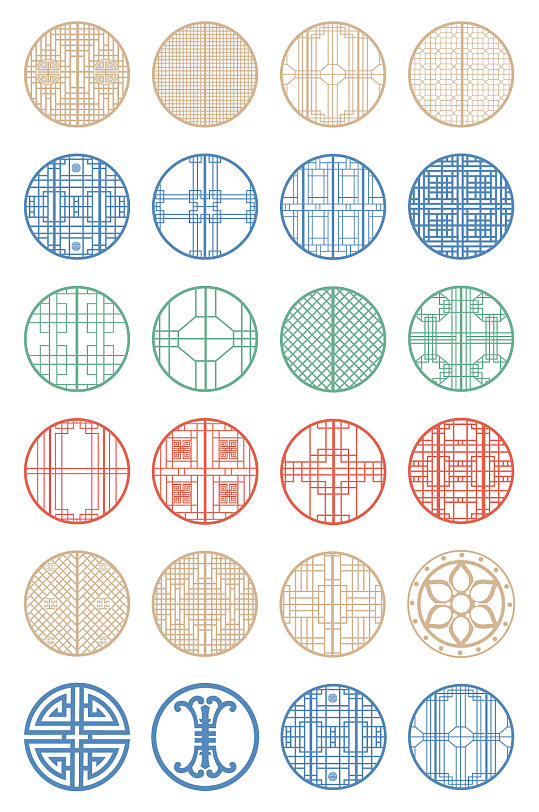 圆形中式花纹花型图案