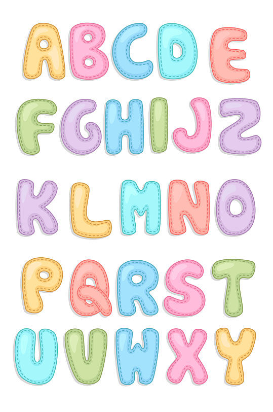 儿童手绘多彩字母表