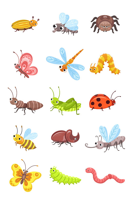 矢量卡通昆虫动物