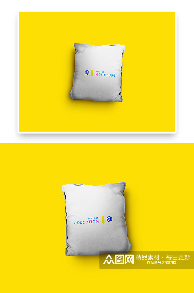抱枕枕头VI品牌黄色底高档效果图样机素材