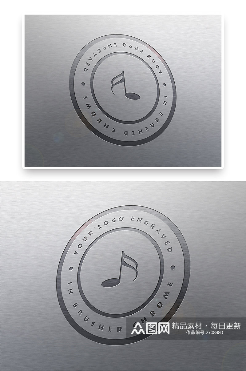 简约金属材质标志标识logo样机素材