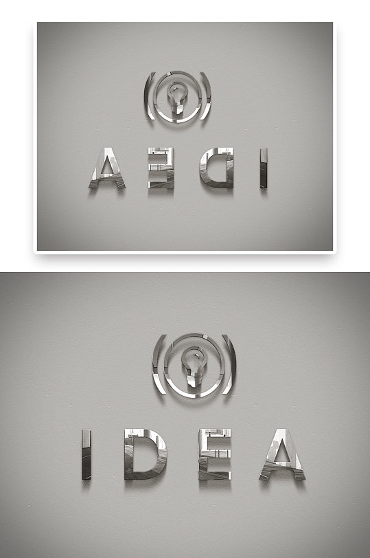 简约英文金属材质标志标识logo样机