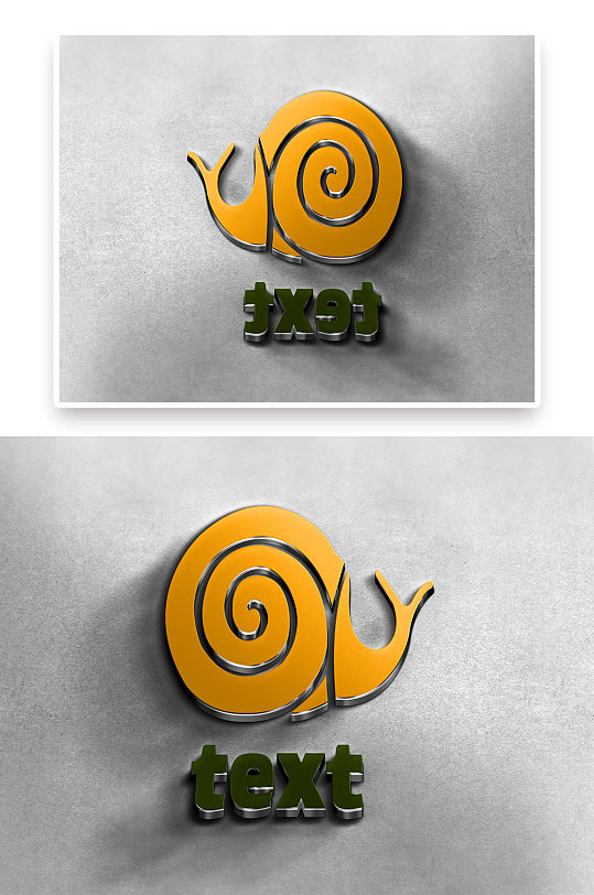 蜗牛图案金属材质标志标识logo样机