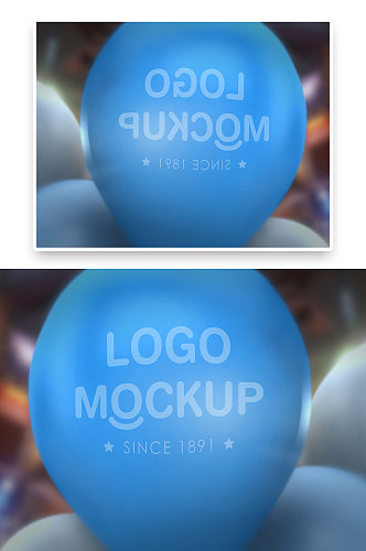 蓝色气球LOGO标志标识样机