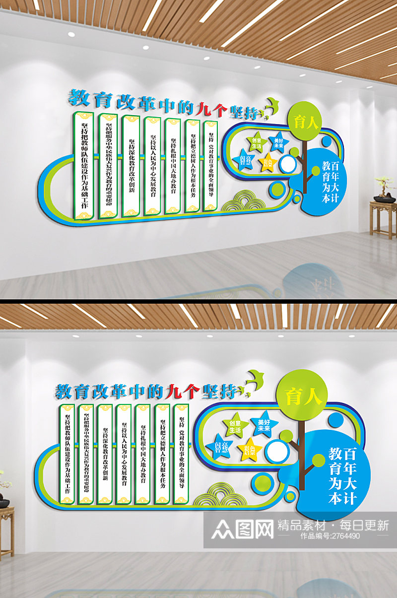 教育改革中的九个坚持学校文化墙素材