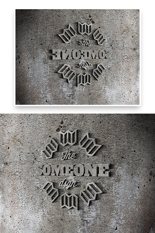 灰色简约墙面效果logo标志标识样机