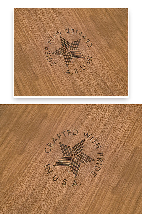 时尚木纹logo标识标志样机