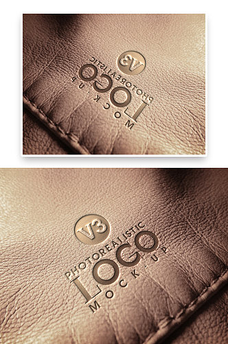 简约皮革材质LOGO标志标识样机