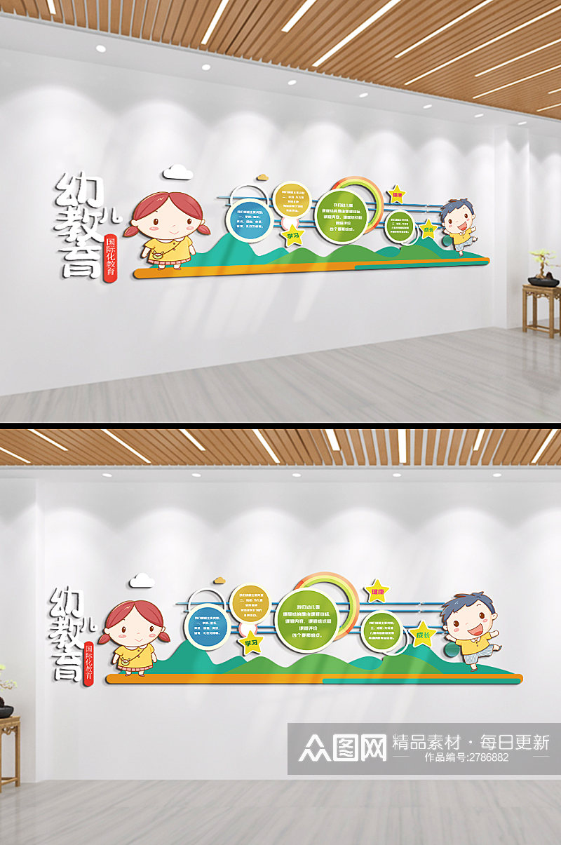幼儿教育幼儿园简介文化墙素材