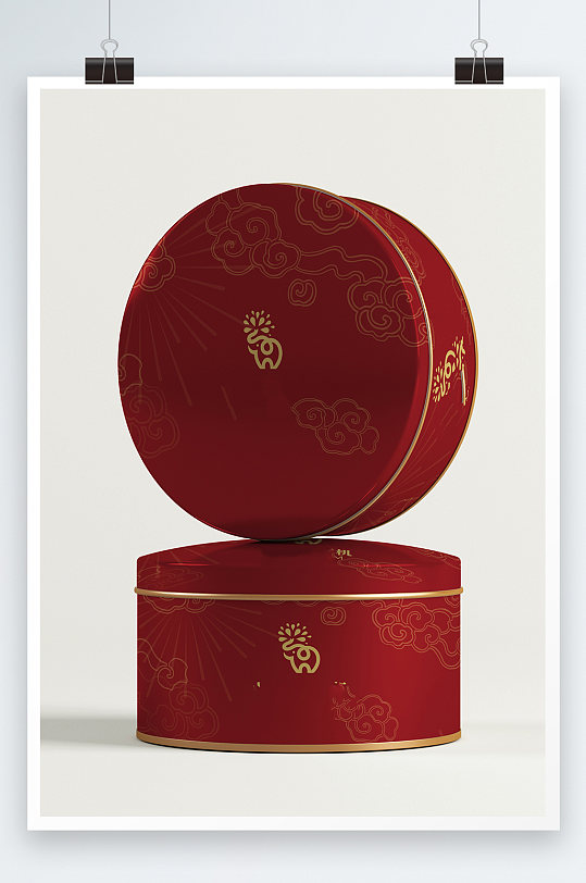 时尚大气喜庆国潮中国风礼盒包装样机