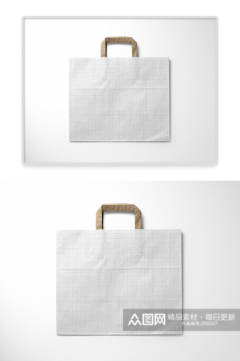 时尚白底手提纸袋效果图VI样机素材
