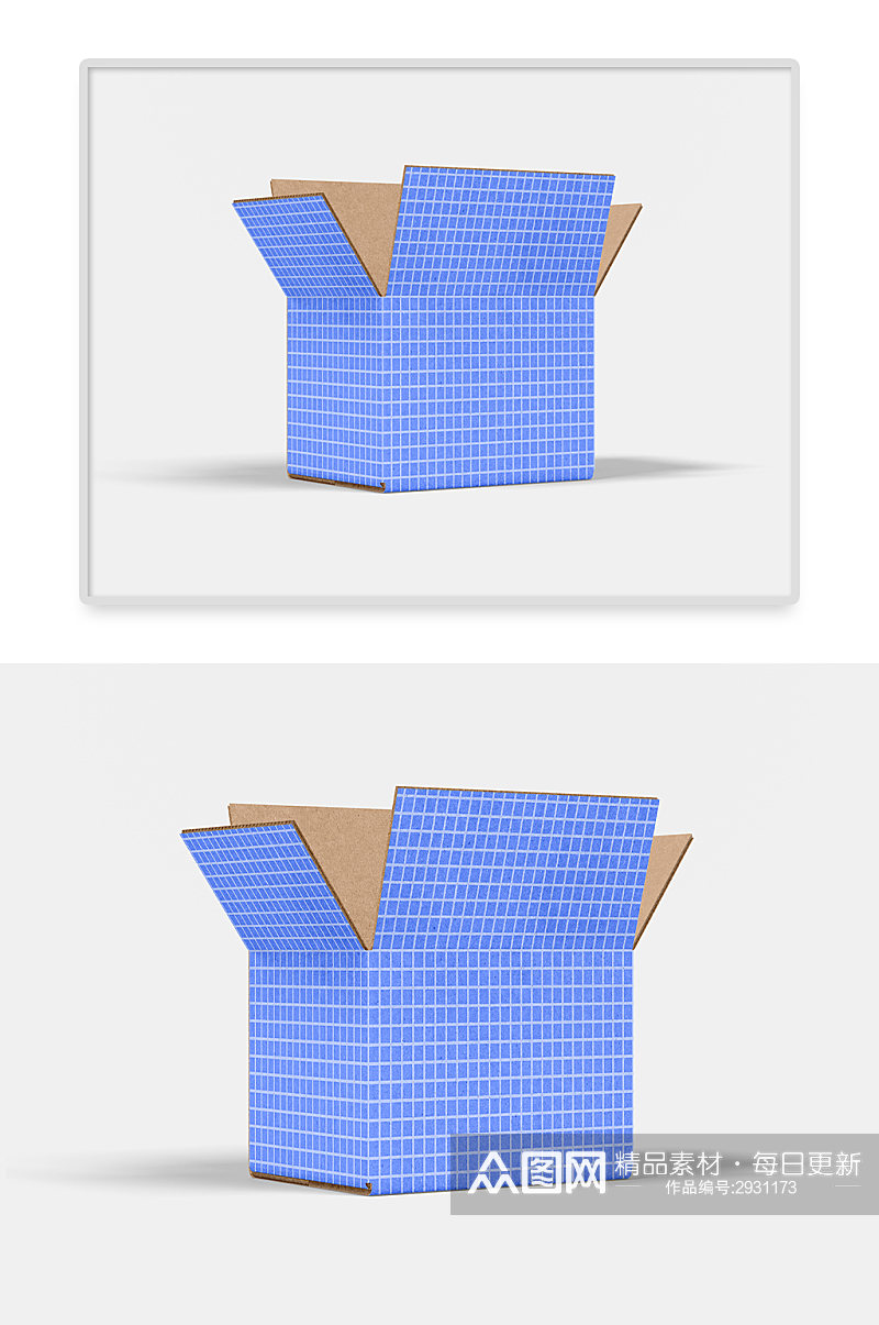 简约大气快递包裹瓦楞牛皮纸箱纸盒包装样机素材