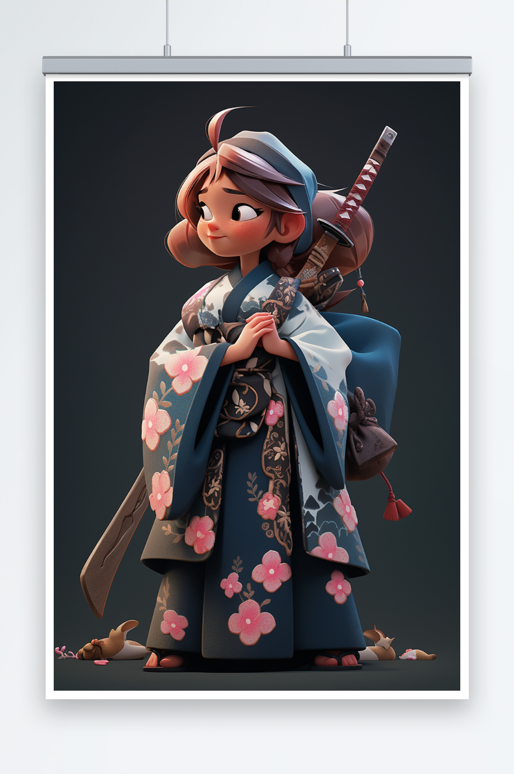 国风武侠少女创意插画素材