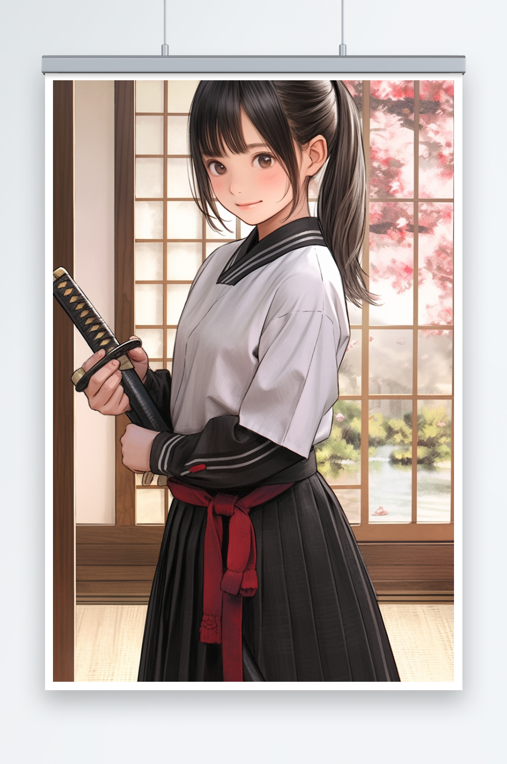 数字艺术持剑少女插画素材
