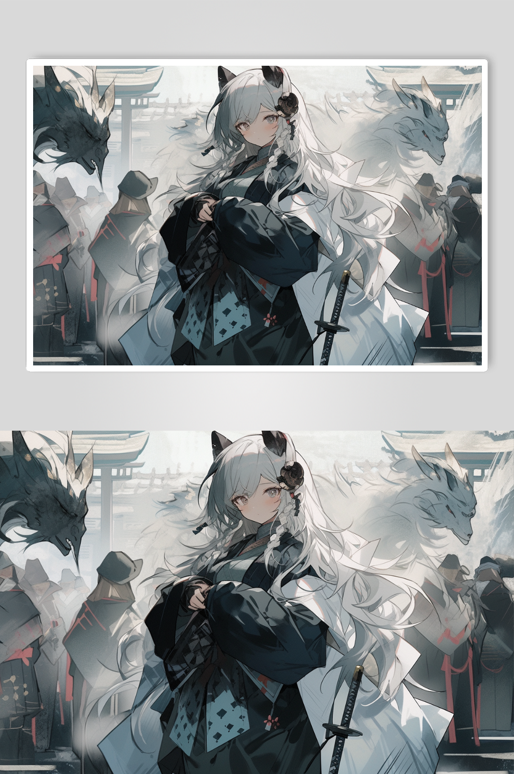 数字艺术持剑少女创意插画素材
