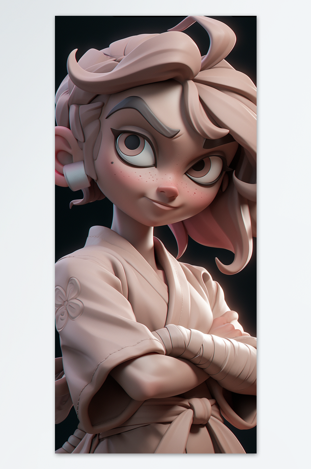 数字艺术粉色汉服少女创意插画素材