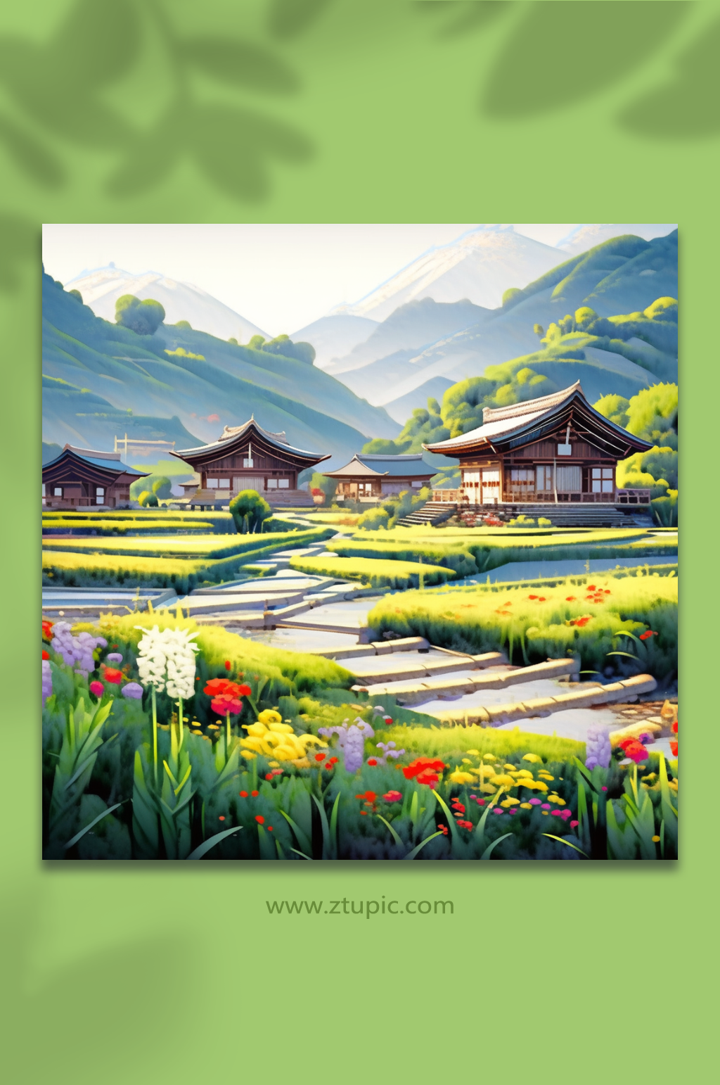 田园治愈风光数字艺术插画素材