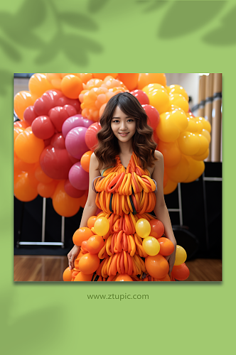 AI数字艺术气球服装人物摄影图