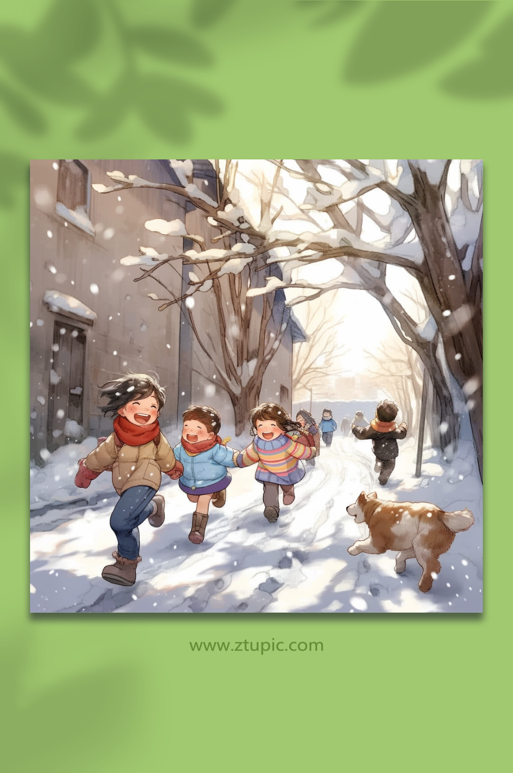 数字艺术雪地奔跑图片素材