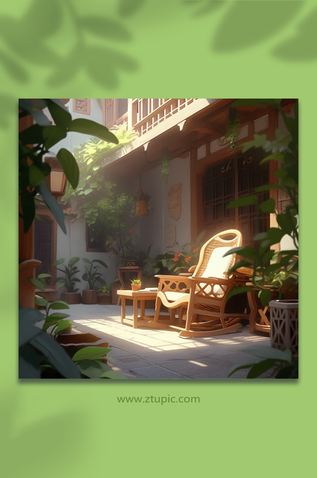 数字艺术小院创意插画素材