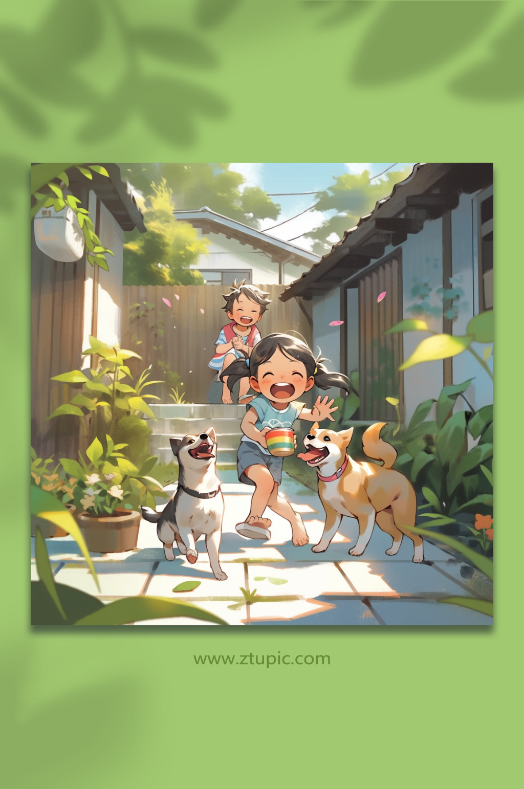 数字艺术嬉戏人物插画素材