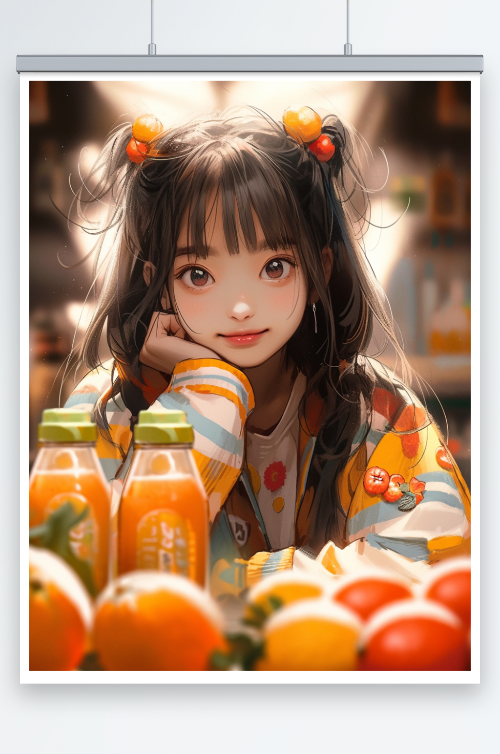 数字艺术丸子头插画素材