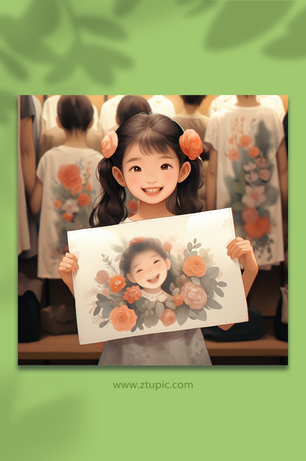 数字艺术小女孩绘画插画素材