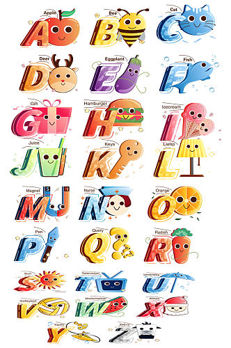 原创幼儿教育26个英文字母英语字标志设计