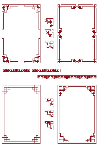 中式古典边框边角装饰素材矢量
