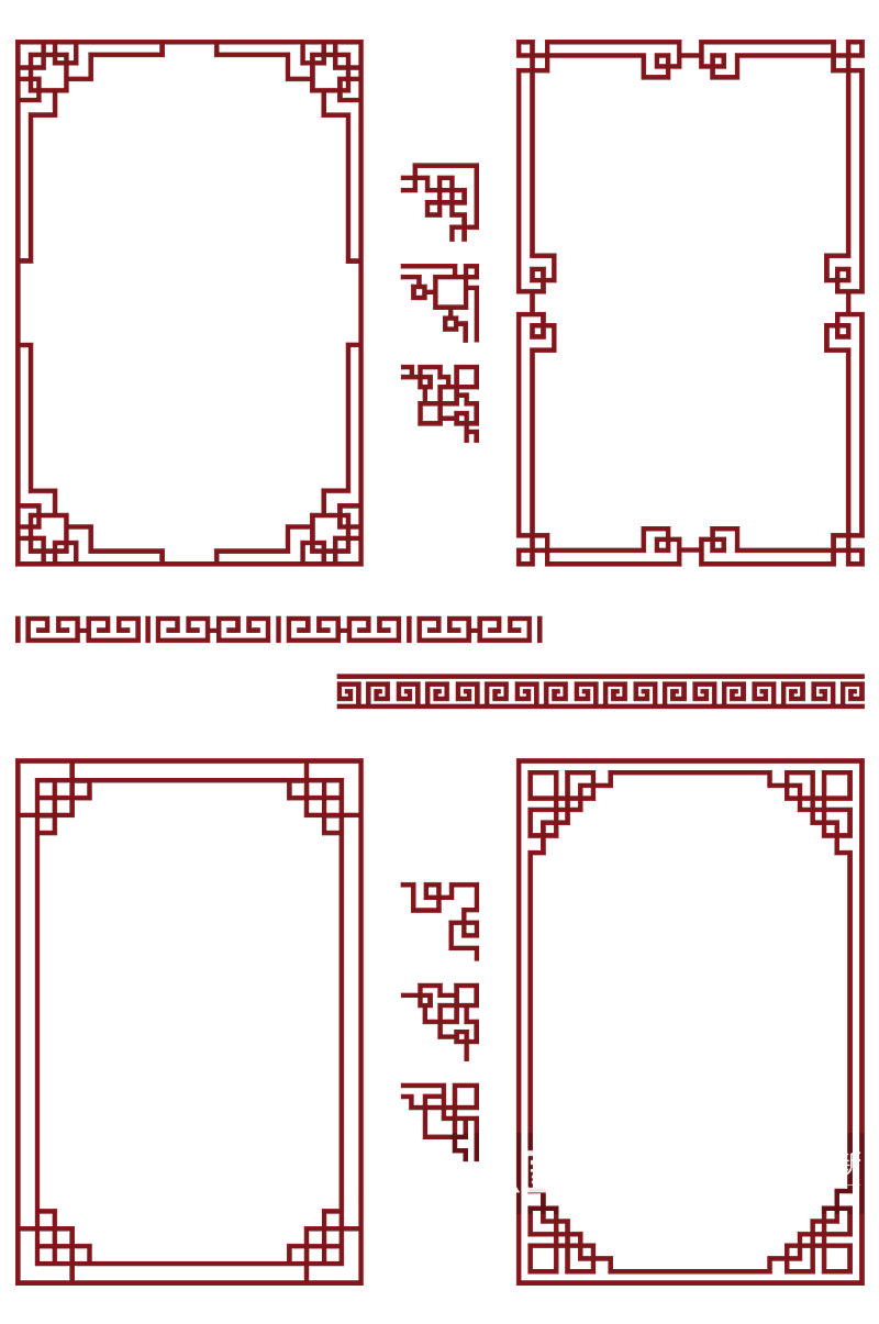 中式古典边框边角装饰素材矢量素材
