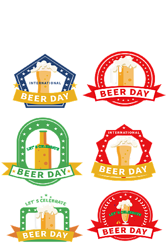 啤酒日矢量啤酒徽章元素