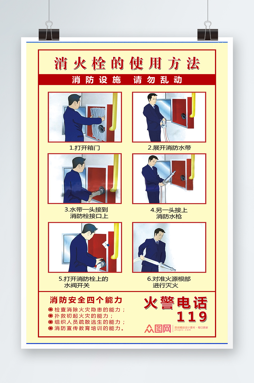 消火栓的使用方法素材