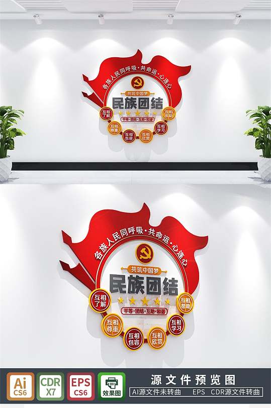 民族團(tuán)結(jié)一家親同心共筑中國夢(mèng)黨建文化墻