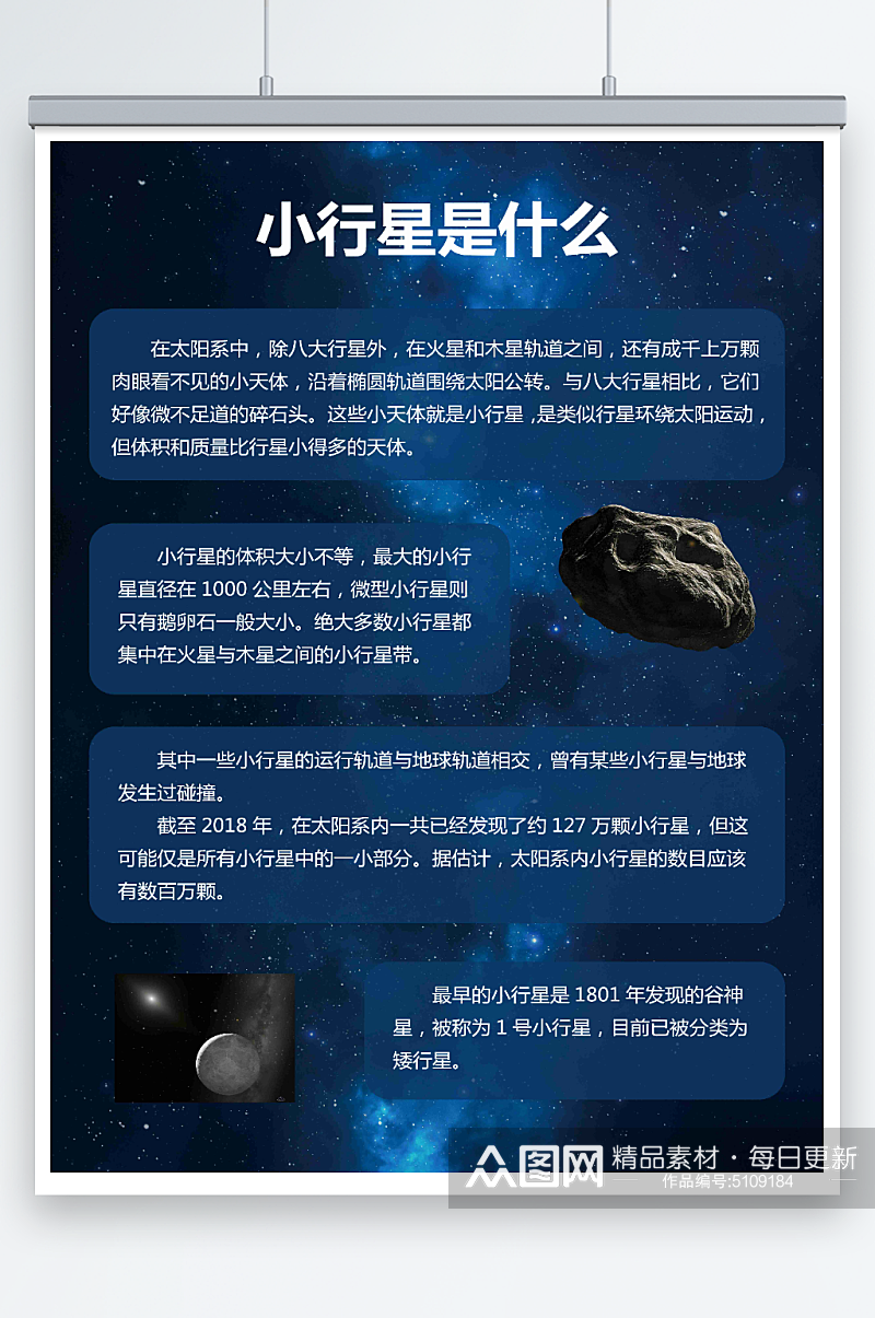小行星大百科天文知识海报素材