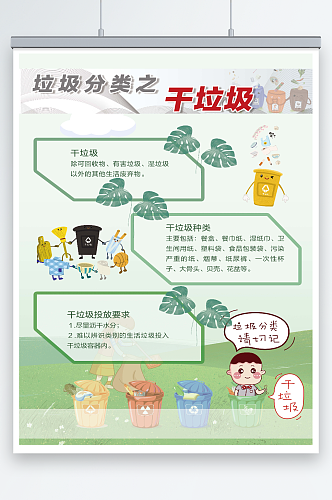农村垃圾分类干垃圾环保海报