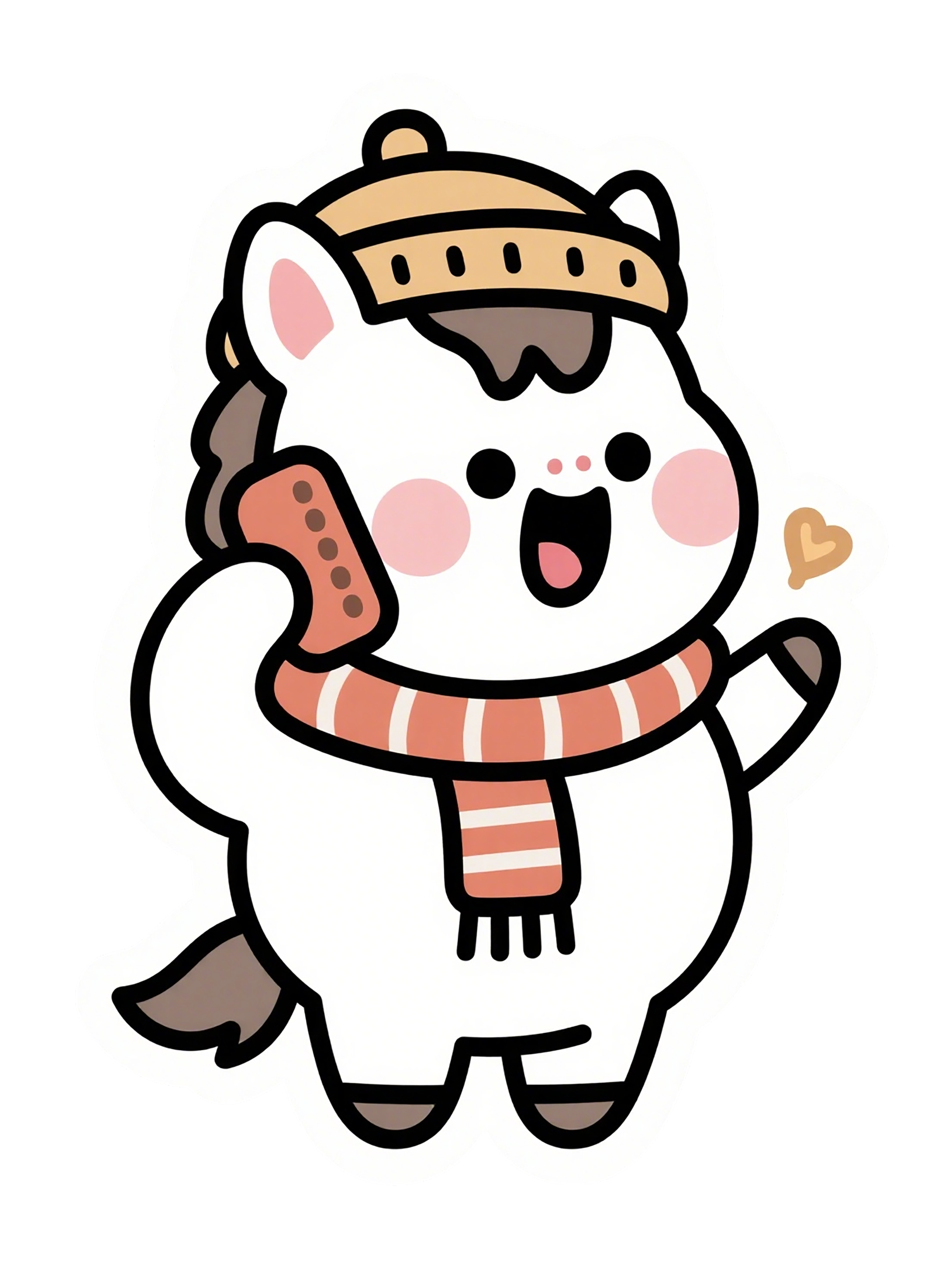 卡通风春节小马形象手持春联插画素材
