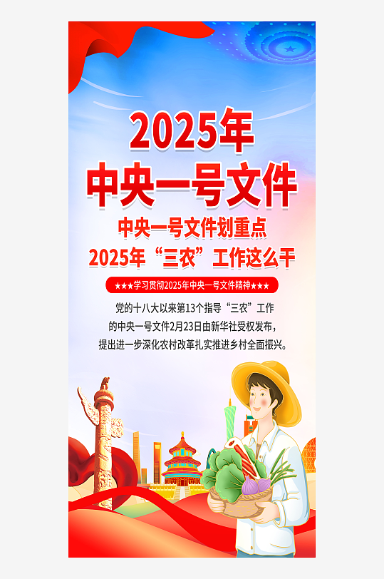 2025年中央一号文件宣传海报-众图网