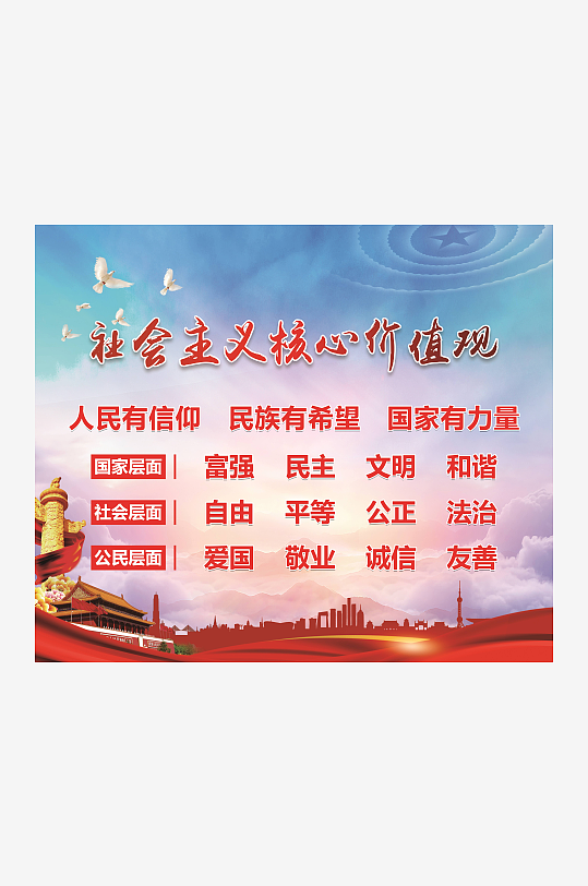 最新原创核心价值观宣传展板-众图网