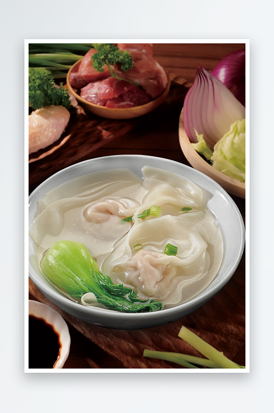中式美食场景馄饨汤美食商业照片-众图网