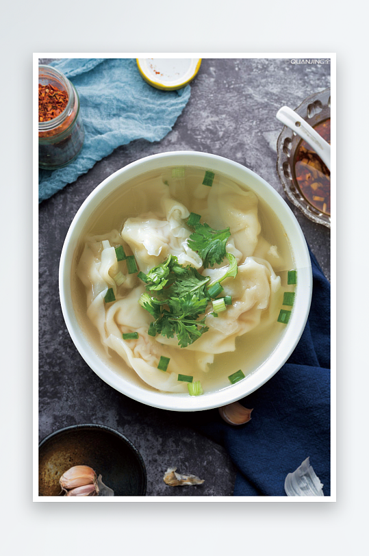 中式美食场景馄饨汤美食商业照片-众图网